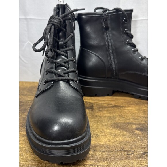 Dream Pairs Womens Black Leather Lace Up Combat Ankle Boots Size 8.5 - Picture 10 of 14
